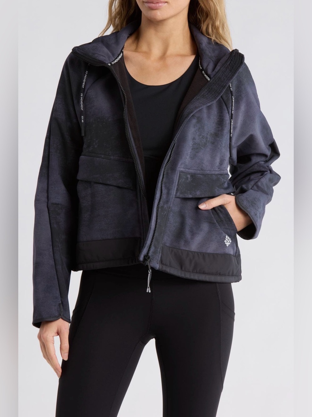 NWT new XS free people zip jacket charcoal gray black